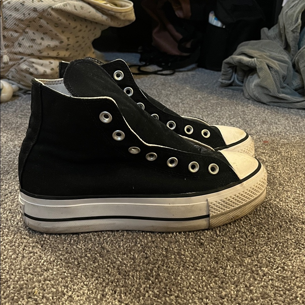 Black Platform High-Top Converses - image 1